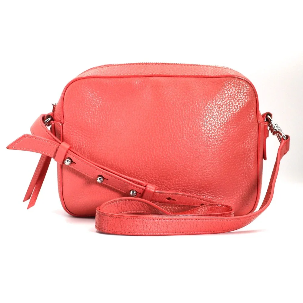 AllSaints Captain Lea Square Crossbody Bag Womens Coral Pink Cow Leather